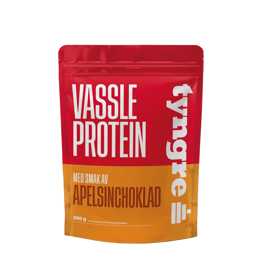 Tyngre Myseprotein – frukt, vanilje og kaffe – variant Appelsin og sjokolade (900g)