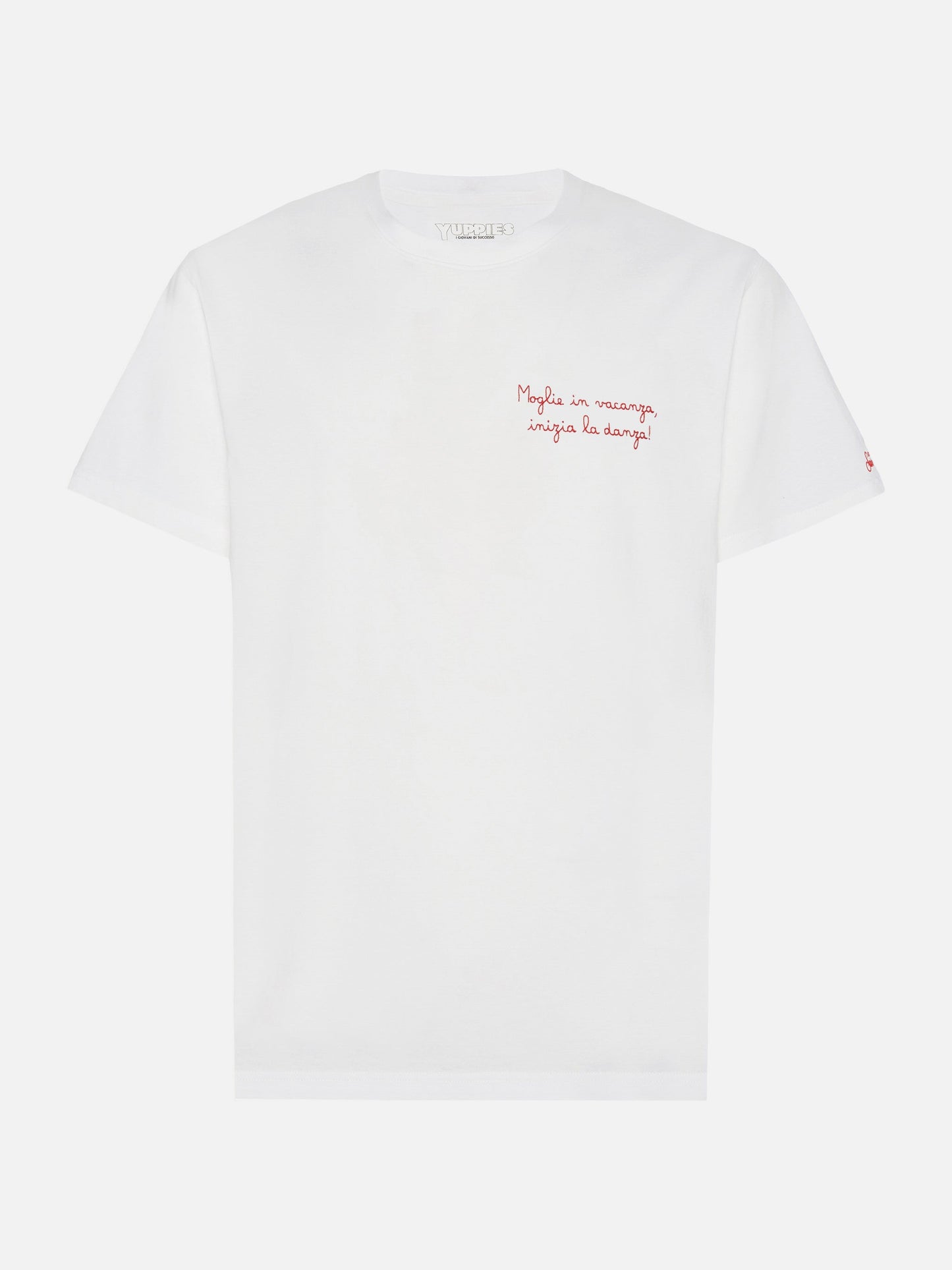 Bomulls-T-skjorte Arnott med 'Moglie in vacanza...' broderi | YUPPIES SPECIAL EDITION – offisielt produktbilde 4