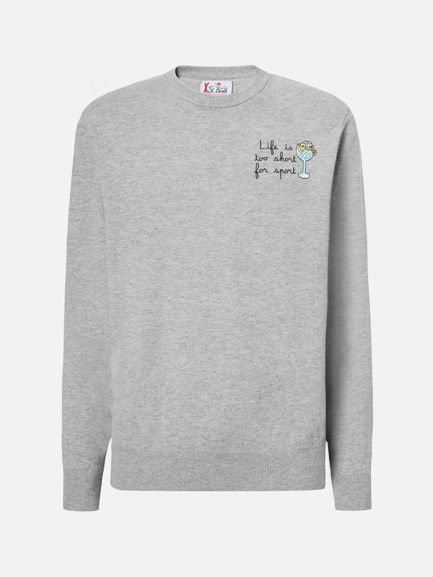 Crewneck-genser Heron Light med broderiet "Life is too short for sport" – offisielt produktbilde 5