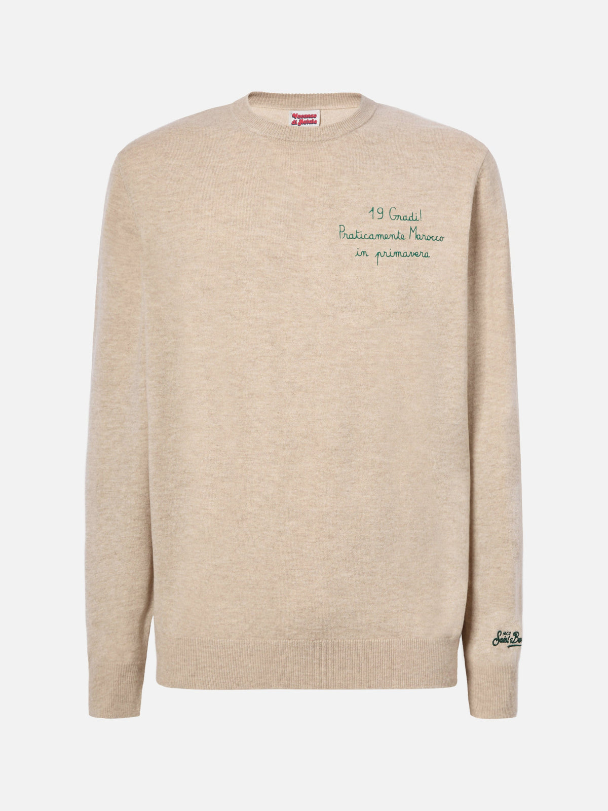Crewneck-genser Heron Light med broderi '19 gradi. Praticamente Marocco in primavera!' | YUPPIES SPECIAL EDITION – offisielt produktbilde 5