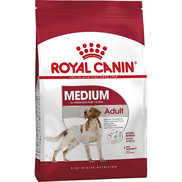Royal Canin Medium Adult 15 kg – ren produktbild av originalforpakningen