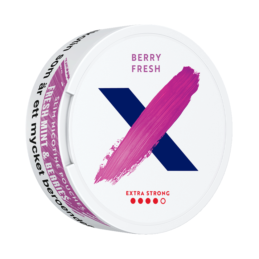 X Berry Fresh Extra Strong 10mg, 5-pakke med nikotinposer
