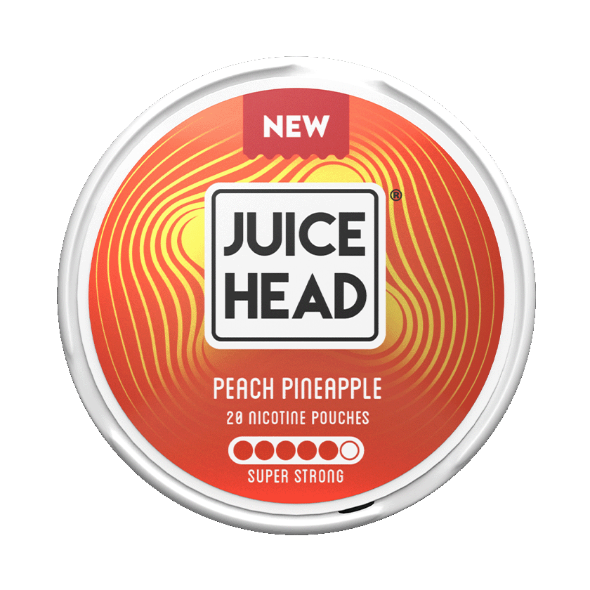 Juice Head Peach Pineapple Super Strong 14mg, 5-pakke med nikotinposer