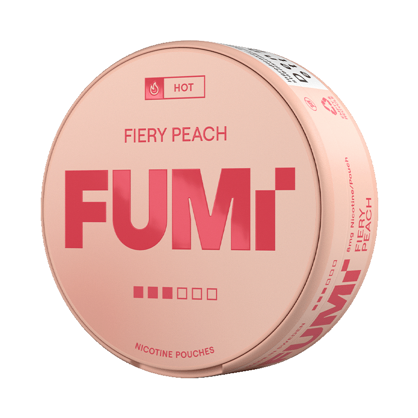 FUMi Fiery Peach 8mg, 5-pakke med nikotinposer