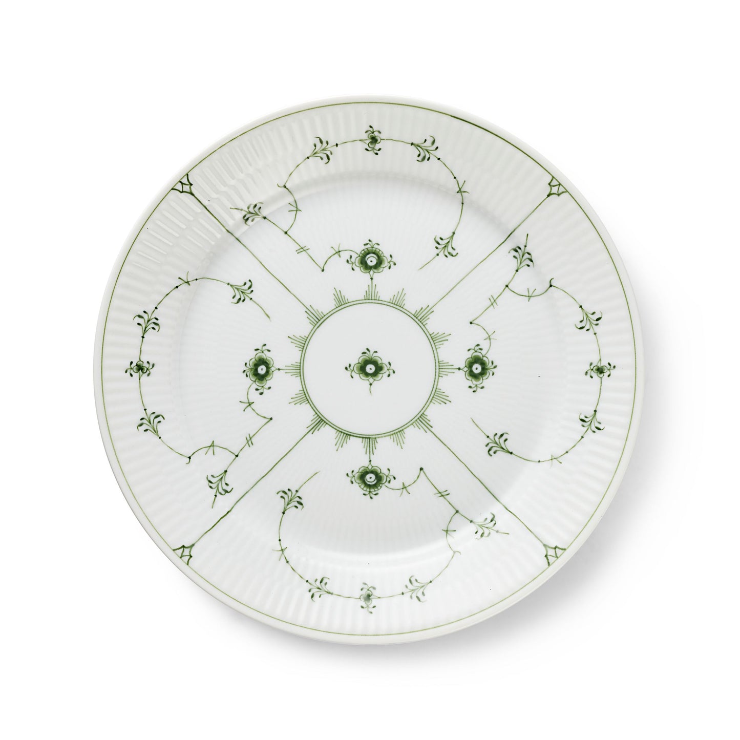 Grønn Riflet tallerken, 27 cm