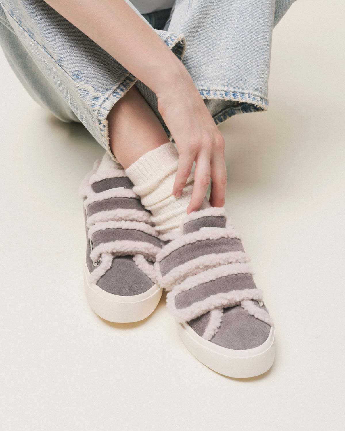 INUIKII Shearling Low Velcro damesko