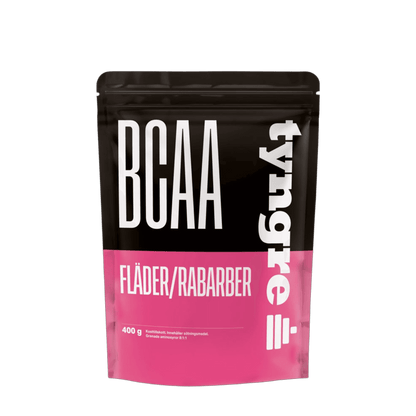 Tyngre Aminosyrer – BCAA og EAA – variant BCAA – Hylleblomst/rabarbra (400g)