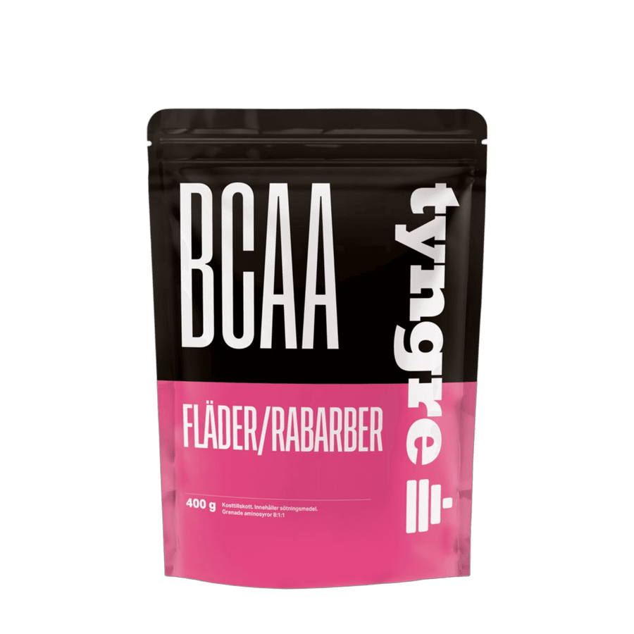 Tyngre Aminosyrer – BCAA og EAA – variant BCAA – Hylleblomst/rabarbra (400g)