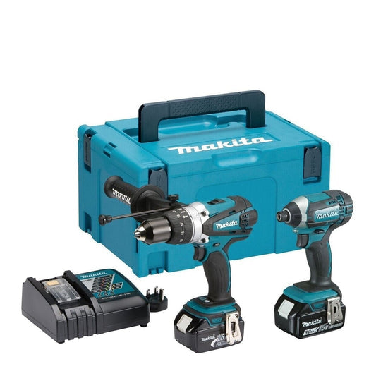 Makita DLX2145TJ 18V LXT verktøypakke – DHP458 slagbormaskin + DTD152 slagskrutrekker – 2x5,0Ah, DC18RC, koffert