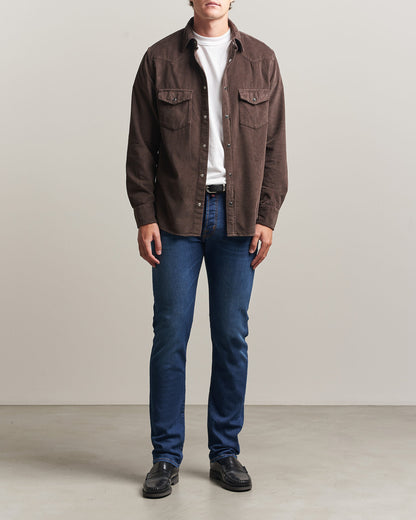 Jacob Cohën Bard Slim Fit vintagevaskede stretchjeans – mellomblå – detaljbilde 3