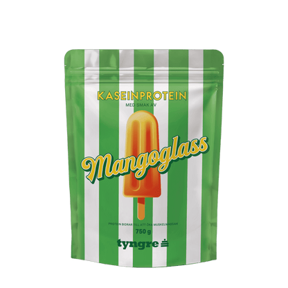 Tyngre Kasein – frukt, vanilje og kaffe – variant Mangoglass (750g)