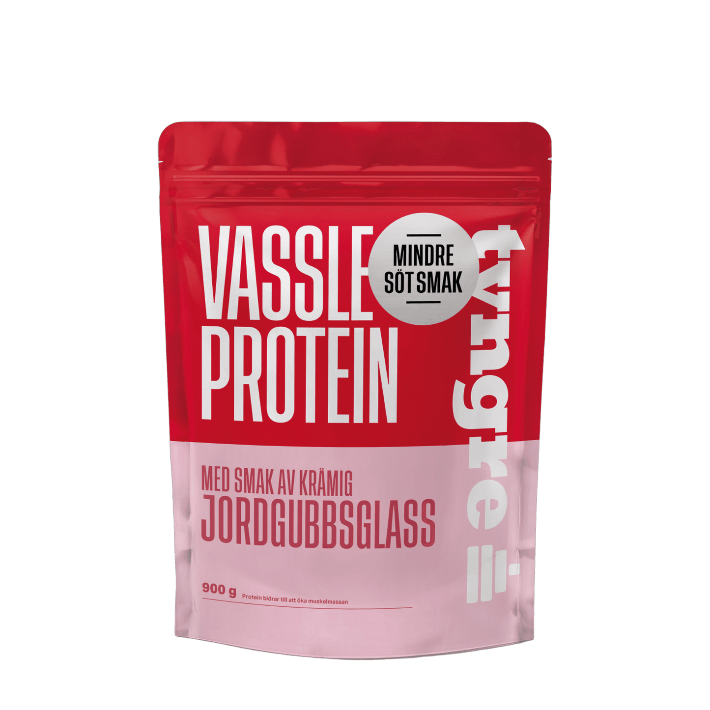 Tyngre Myseprotein – mindre søt smak – variant Kremet jordbæris mindre søt smak (900g)