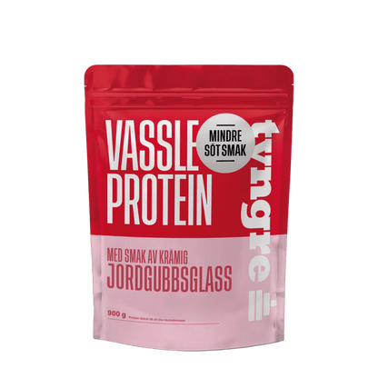 Tyngre Myseprotein – mindre søt smak – variant Kremet jordbæris mindre søt smak (900g)
