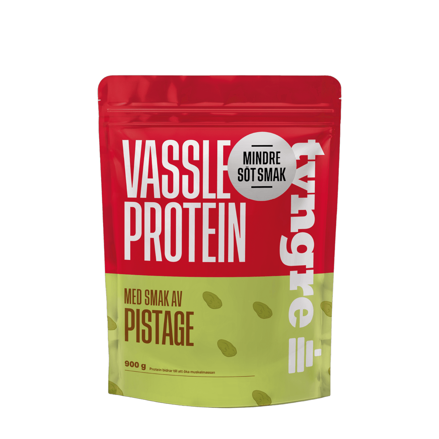 Tyngre Myseprotein – mindre søt smak – variant Pistasj mindre søt smak (900g)