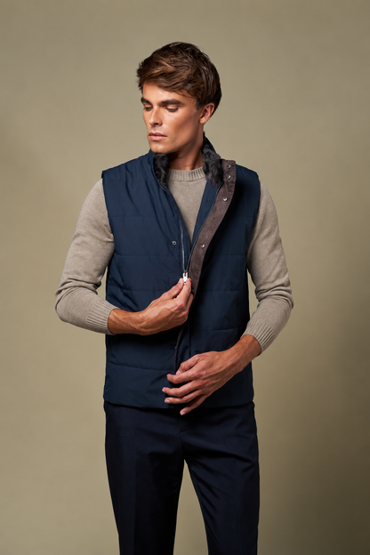 Fur Collar Gilet | Navy – detaljbilde 3