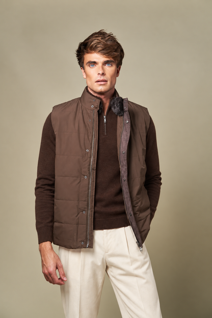 Fur Collar Gilet | Brown – Brun – størrelse XL