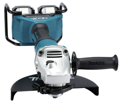 Makita DGA900Z vinkelsliper 230 mm, 18V X2 (36V), børsteløs – Sølv – inkl. batteri og lader