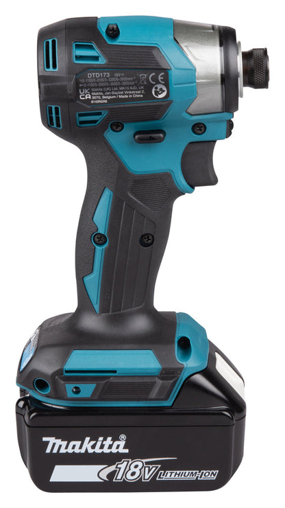 Makita DTD173Z 18V LXT slagtrekker, børsteløs 180 Nm, 1/4 tomme – Gull – inkl. batteri og lader