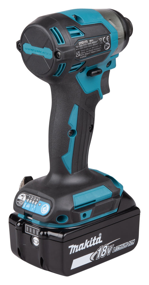 Makita DTD173Z 18V LXT slagtrekker, børsteløs 180 Nm, 1/4 tomme – Gull – inkl. batteri og lader