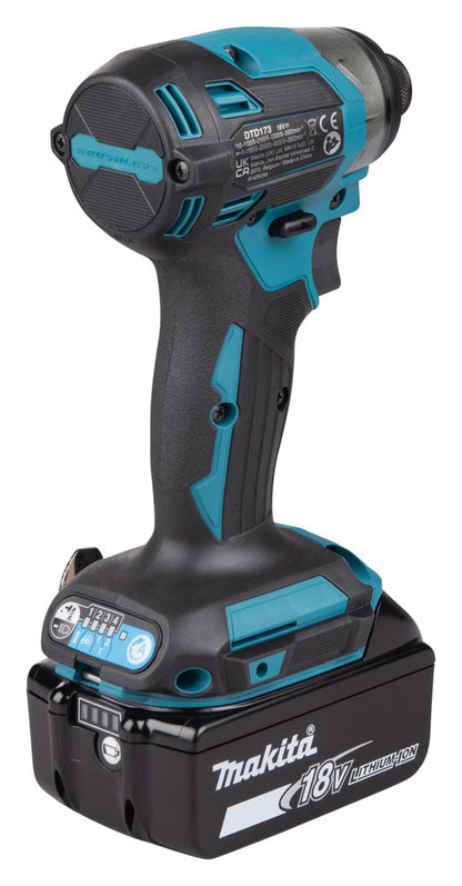 Makita DTD173Z 18V LXT slagtrekker, børsteløs 180 Nm, 1/4 tomme – Gull – inkl. batteri og lader