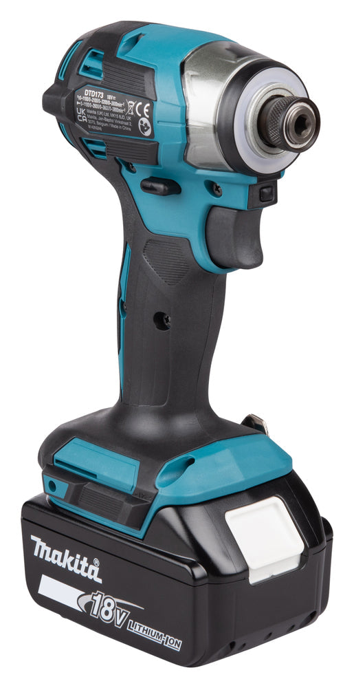 Makita DTD173Z 18V LXT slagtrekker, børsteløs 180 Nm, 1/4 tomme – Gull – inkl. batteri og lader