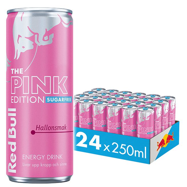 24 x Red Bull Energidrikk, 250 ml, Sukkerfri pink Edition