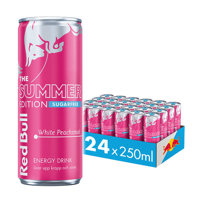 24 x Red Bull Energidrikk, 250 ml, White Peach Sugarfree