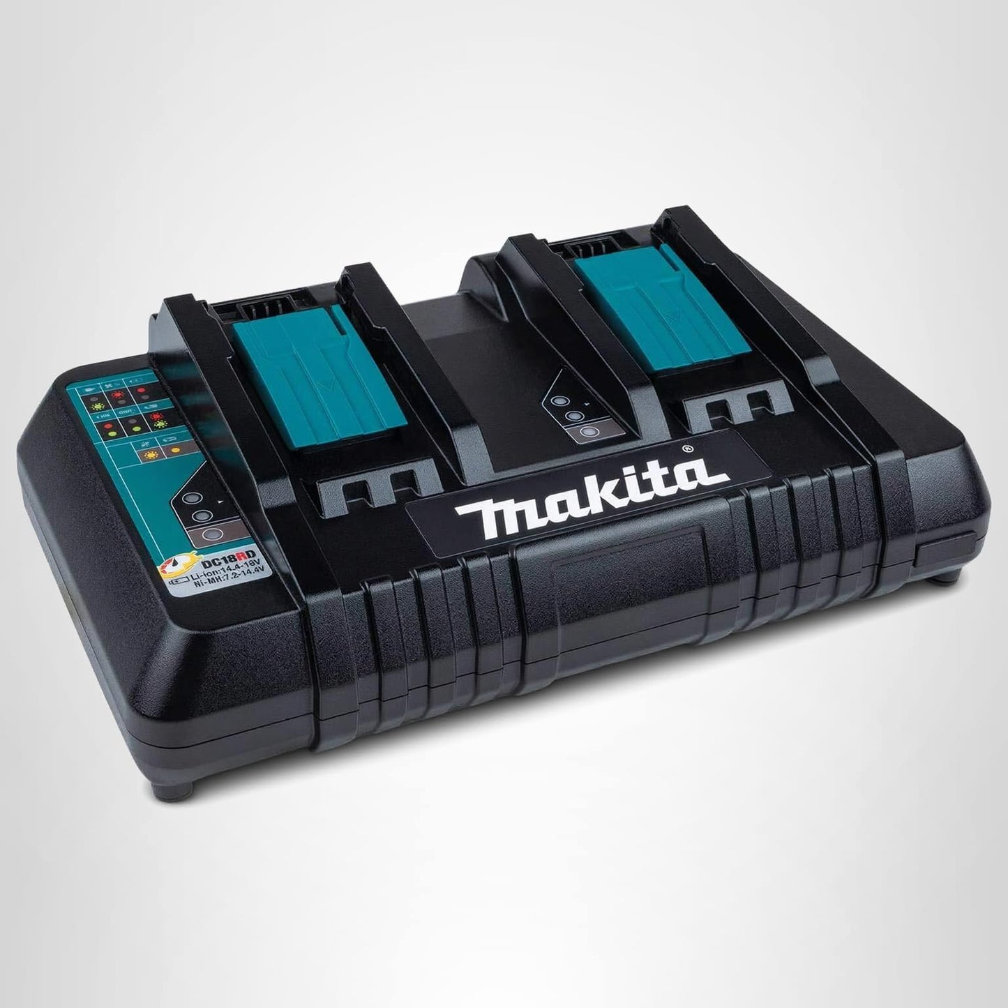 Makita DC18RD 18V LXT Li‑Ion dobbeltlader – 2 porter, 45 min (5,0 Ah), svart