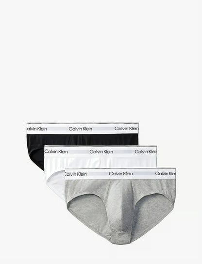 Calvin Klein HIP BRIEF 3PK herreunderbukser, 3-PACK i grå HEATHER hvit svart