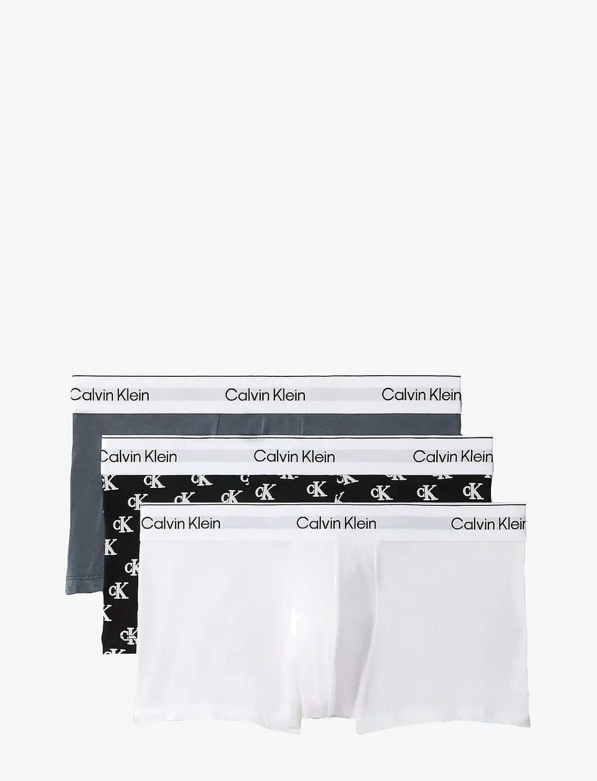 Calvin Klein LOW RISE TRUNK 3PK herreunderbukser, 3-PACK i hvit COLLEGIATE LOGO svart TURBULE