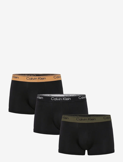 Calvin Klein LOW RISE TRUNK 3PK herreunderbukser, 3-PACK i svart W BRONZE FLASH WB svart OLIV