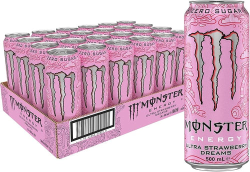Monster Ultra Strawberry Dreams 24 x 500 ml – full kartong med 24 bokser à 500 ml