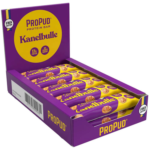 ProPud Kanelbulle Proteinbar – 12-pack – eske med 12 proteinbarer à 55 g