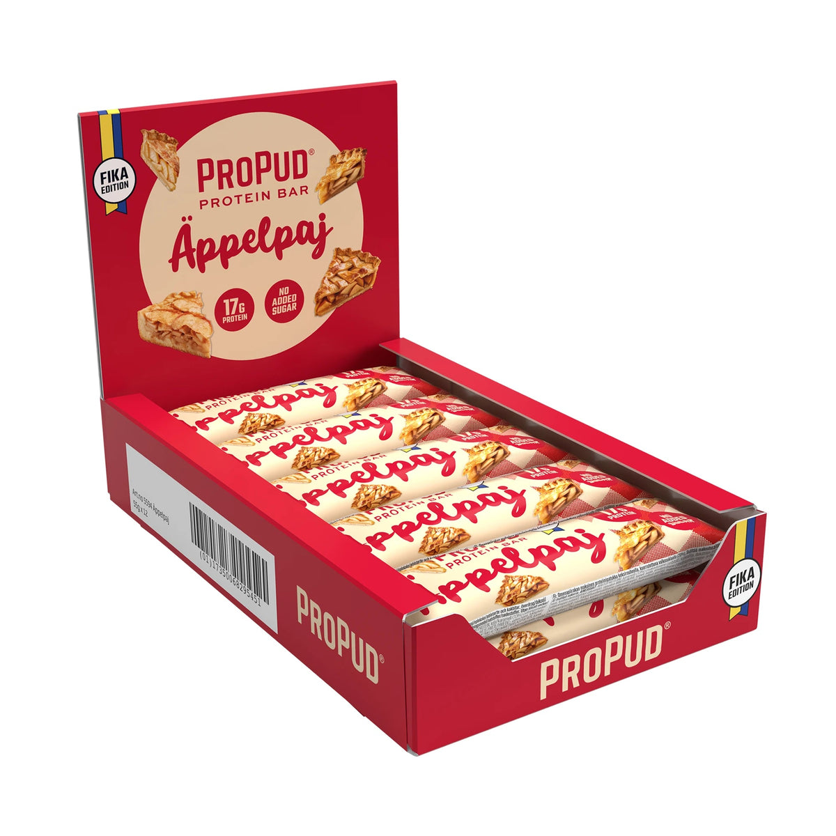 ProPud Eplepai Proteinbar – 12-pack – eske med 12 proteinbarer à 55 g
