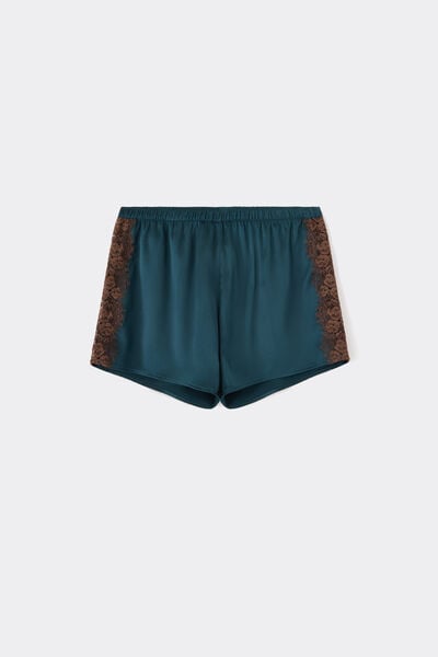 Lace Perfection Silk Satin Shorts with Contrasting Lace