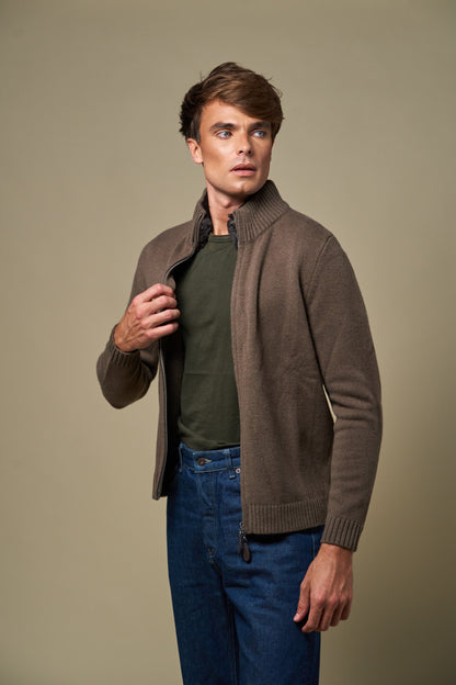 Genuine Fur Collar Cardigan | Tobacco – detaljbilde 2
