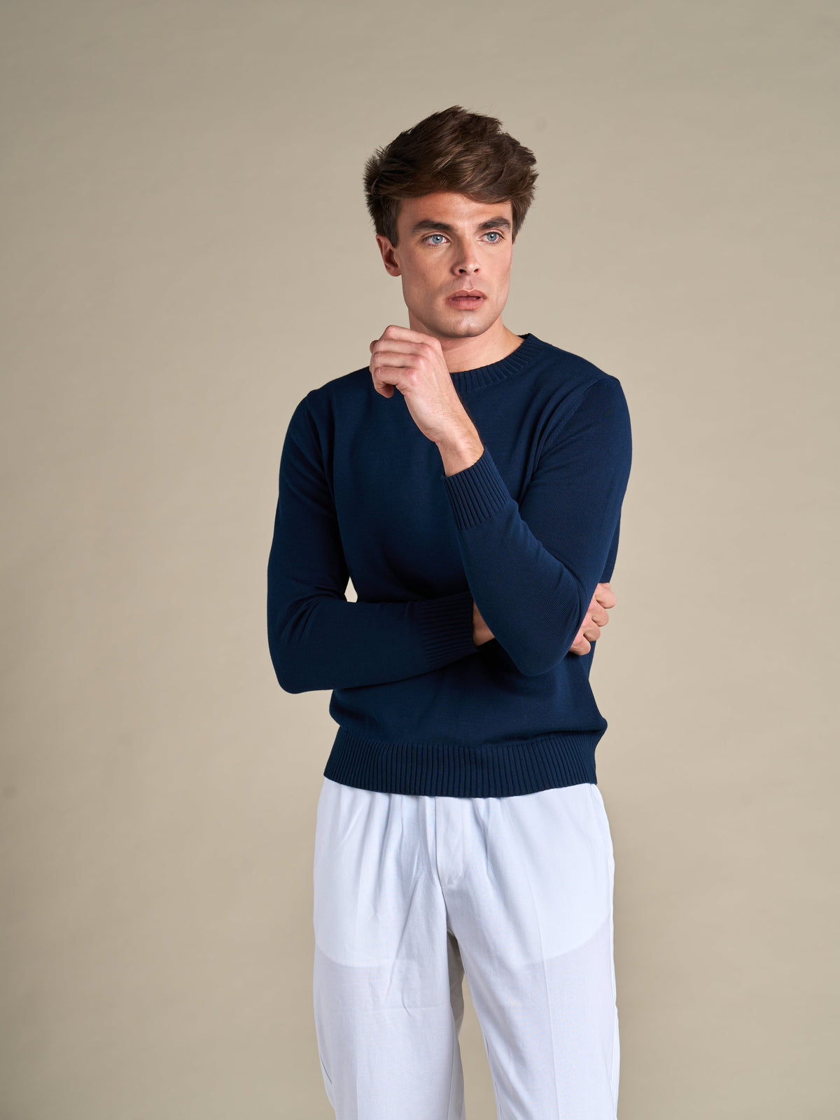 Classic Cotton Crewneck | Royal Blue – detaljbilde 3