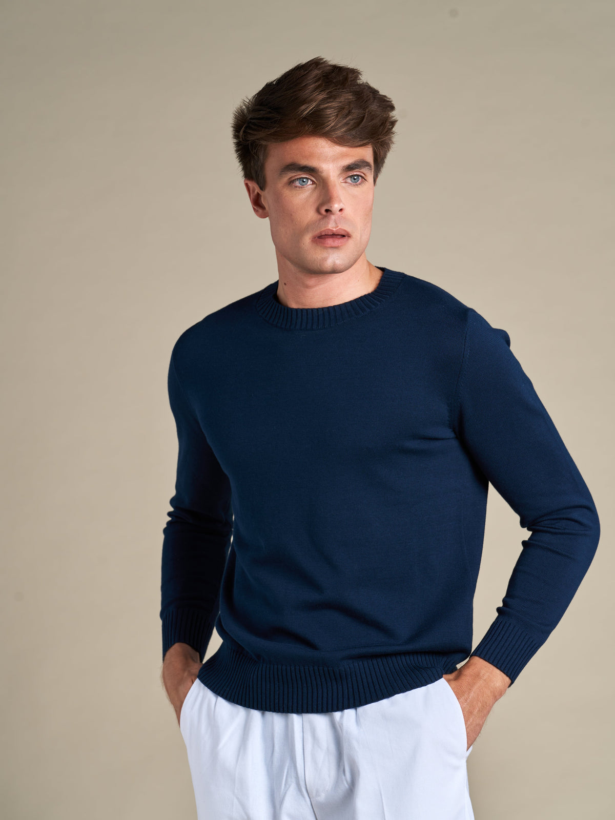 Classic Cotton Crewneck | Royal Blue – detaljbilde 2