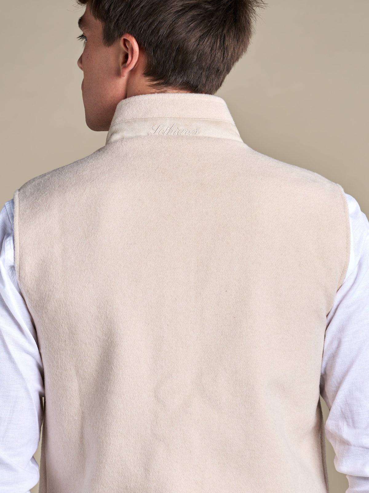 Reversible Wool Gilet | Beige/Navy – detaljbilde 3