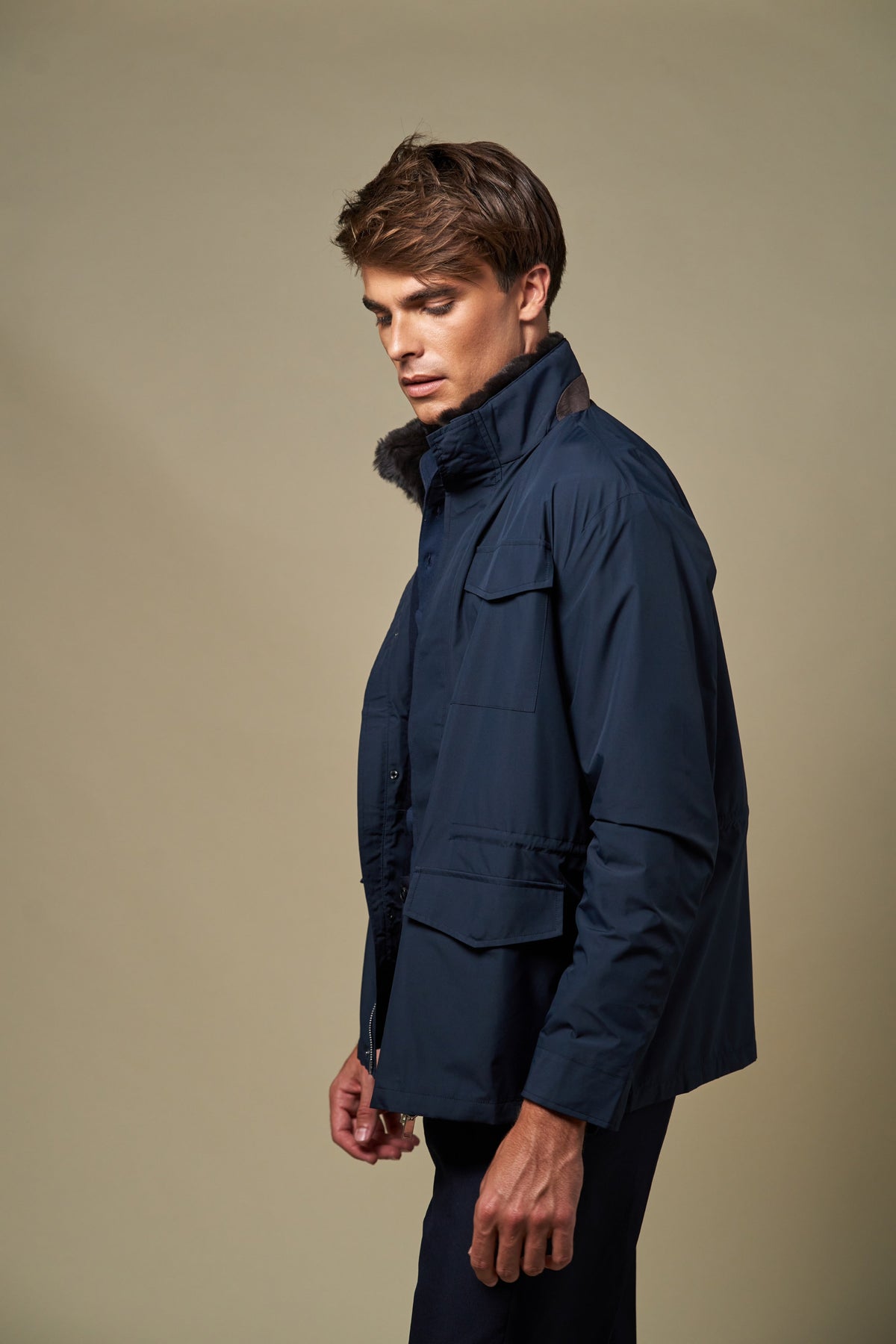 Technical Fur Collar Field Jacket | Navy – detaljbilde 4