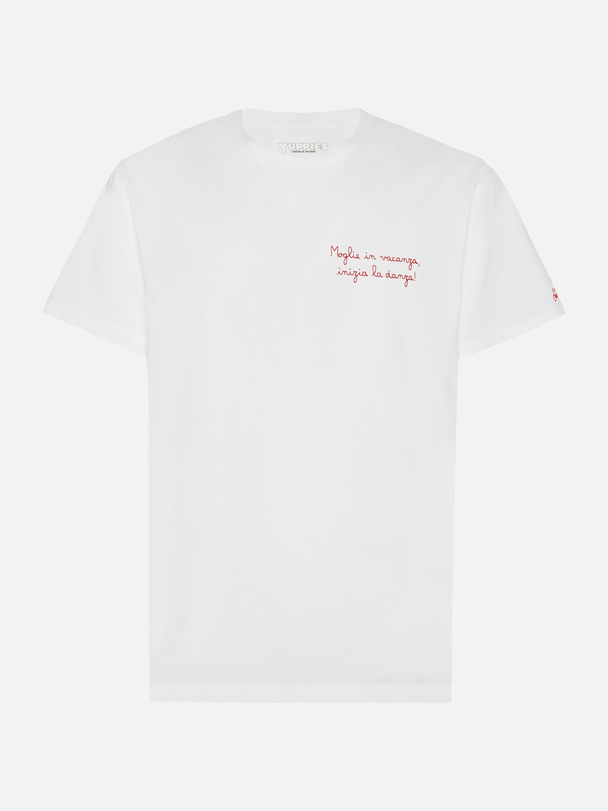 Bomulls-T-skjorte Arnott med 'Moglie in vacanza...' broderi | YUPPIES SPECIAL EDITION – offisielt produktbilde 4