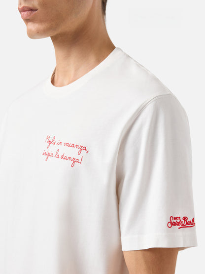 Bomulls-T-skjorte Arnott med 'Moglie in vacanza...' broderi | YUPPIES SPECIAL EDITION – produktbilde