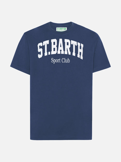 Arnott bomulls-T-skjorte i marineblå med St. Barth Sport Club-trykk – produktbilde