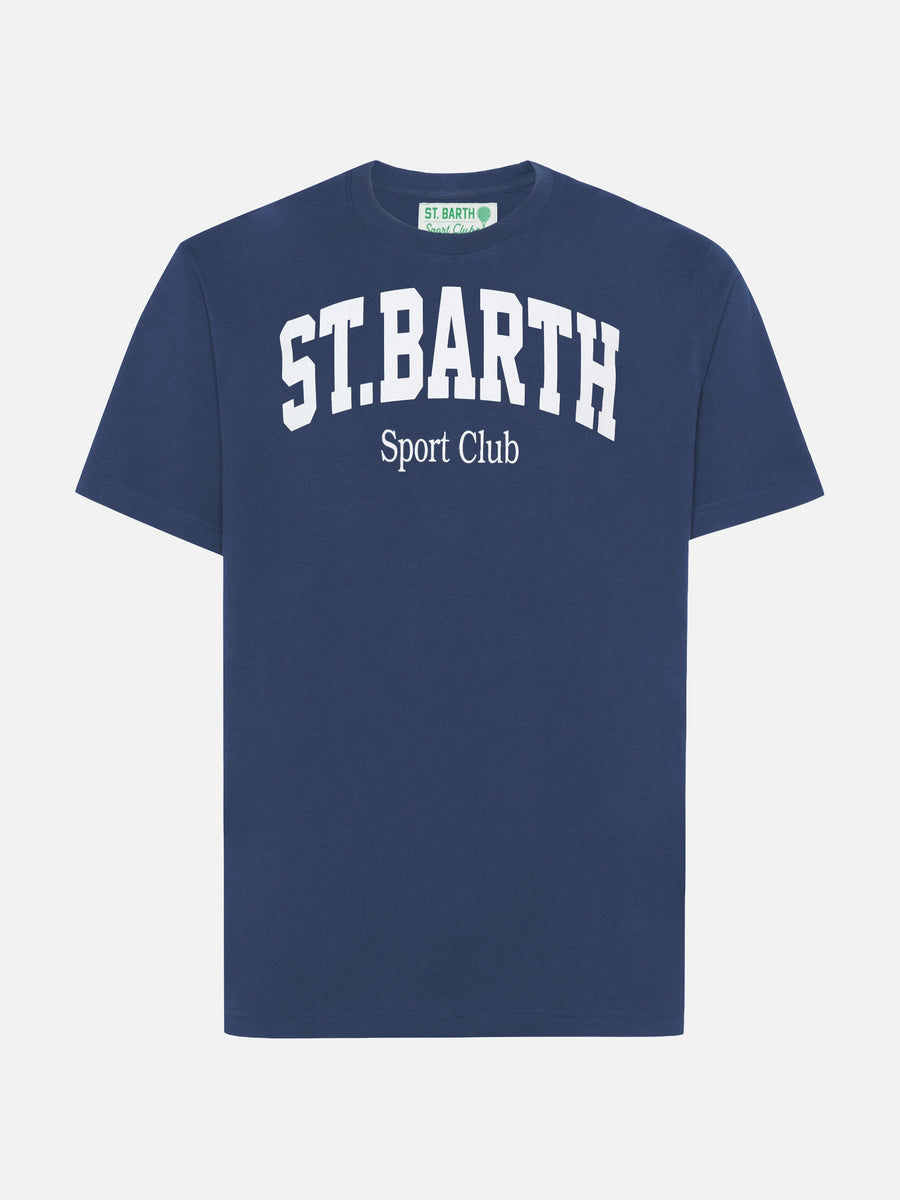 Arnott bomulls-T-skjorte i marineblå med St. Barth Sport Club-trykk – produktbilde