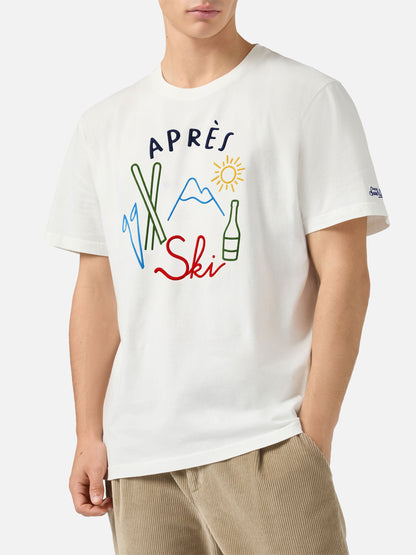 Arnott varm vinter T-skjorte i bomull, hvit med Après Ski-broderi – produktbilde