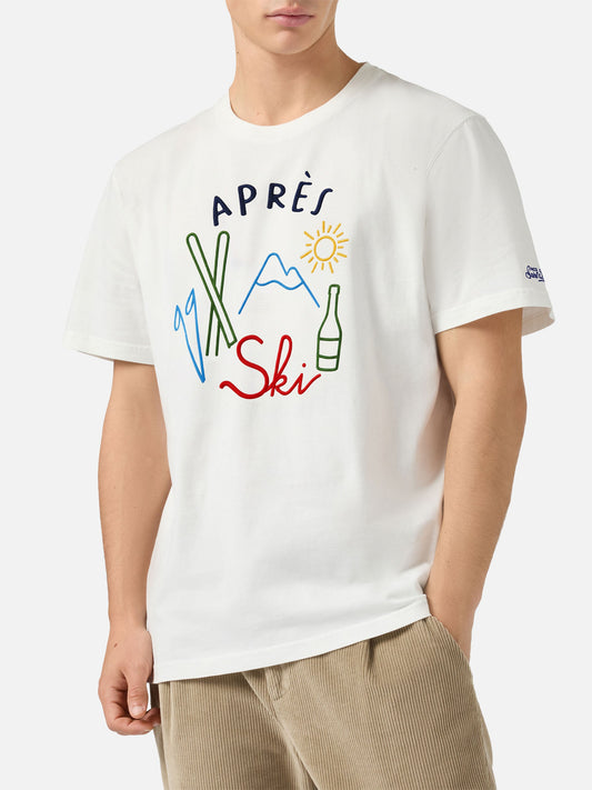 Arnott varm vinter T-skjorte i bomull, hvit med Après Ski-broderi – produktbilde