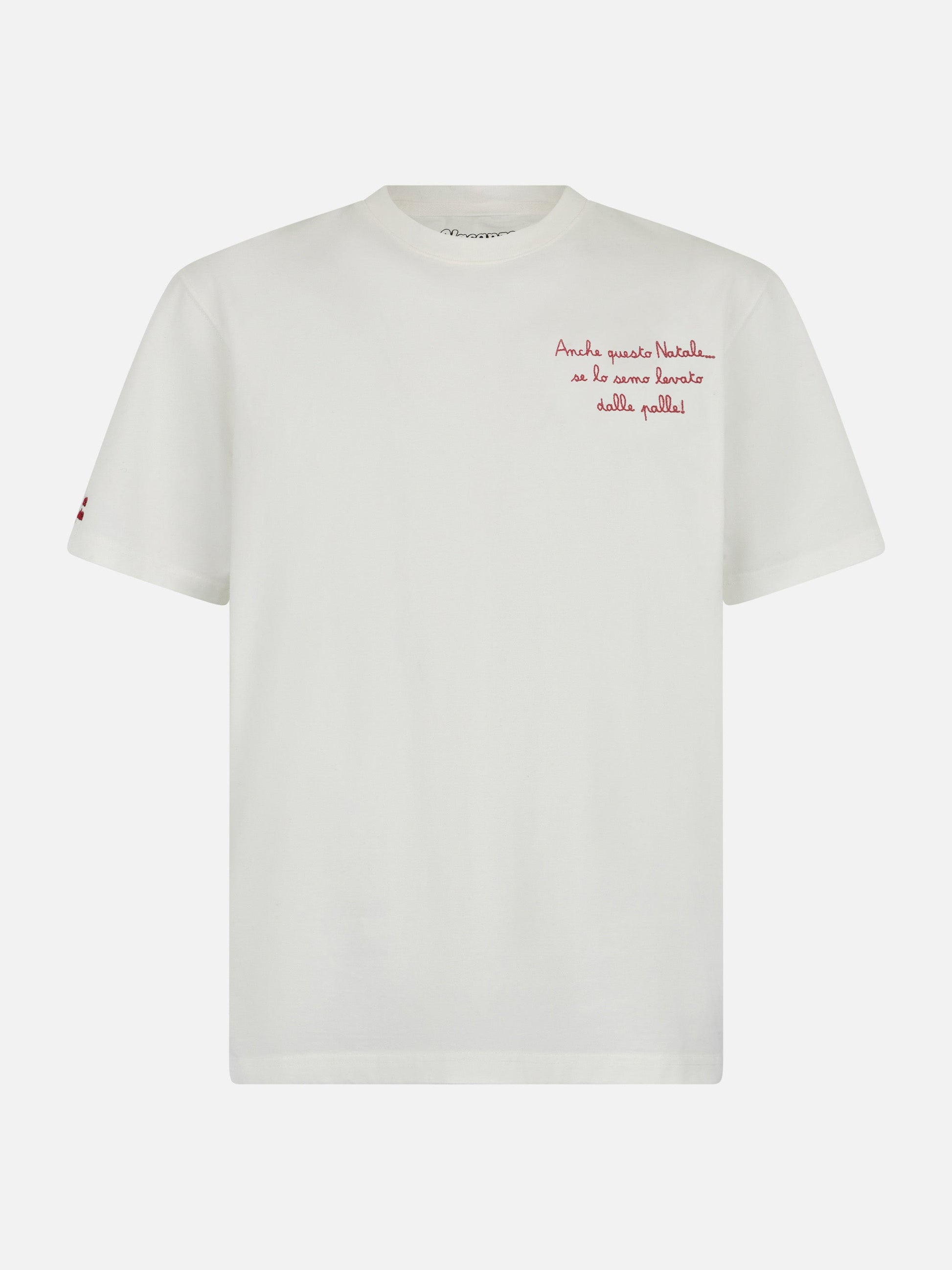 Arnott T-skjorte i tung bomull med broderi 'Anche questo Natale' | Special Edition – produktbilde