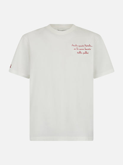 Arnott T-skjorte i tung bomull med broderi 'Anche questo Natale' | Special Edition – produktbilde