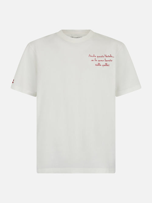 Arnott T-skjorte i tung bomull med broderi 'Anche questo Natale' | Special Edition – produktbilde