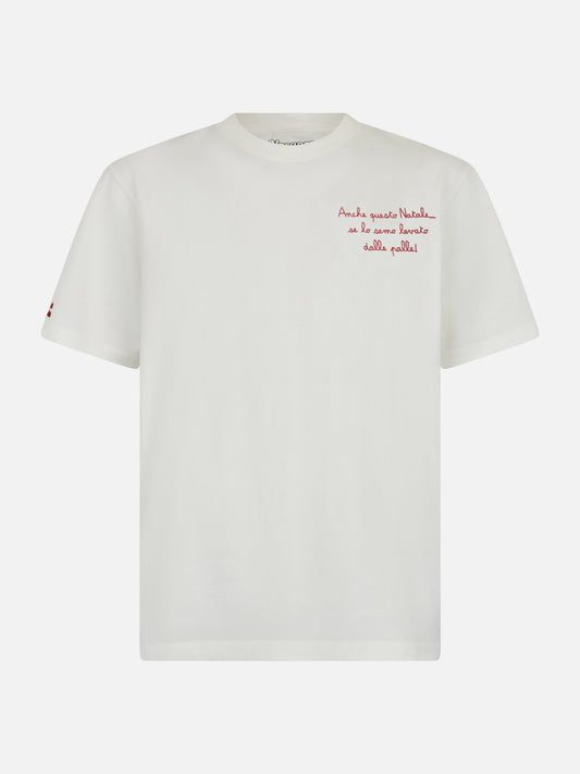 Arnott T-skjorte i tung bomull med broderi 'Anche questo Natale' | Special Edition – produktbilde